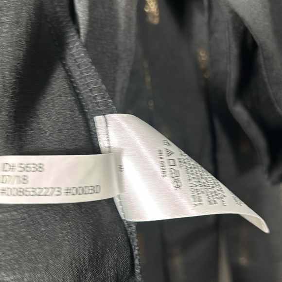 Express Black Satin Gold Shimmer Print Sleeveless Back Tie Top Blouse size XS - Picture 11 of 16